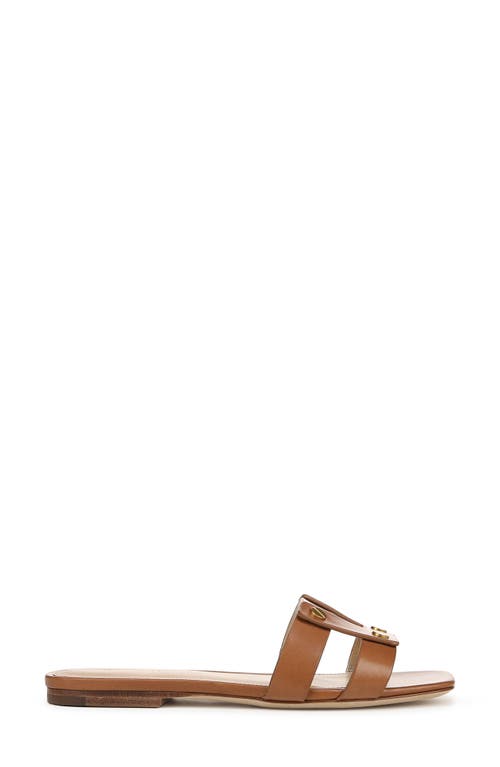 Veronica Beard Via Leather Flat Slide Sandals In Honey