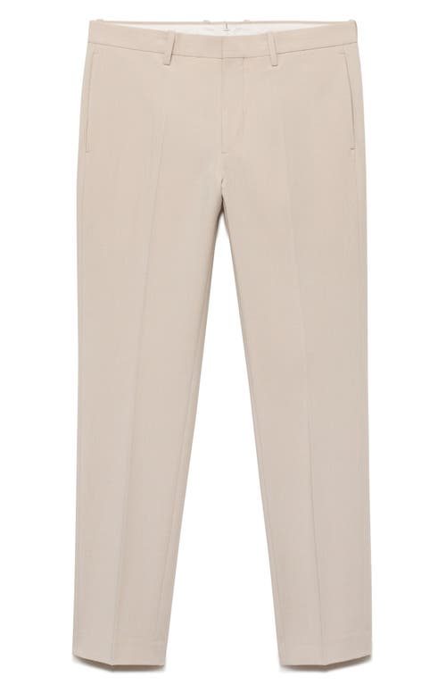 Mango Slim Fit Flat Front Pants In Neutral