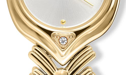 Ettika Round Case Chevron Strap Watch In Gold