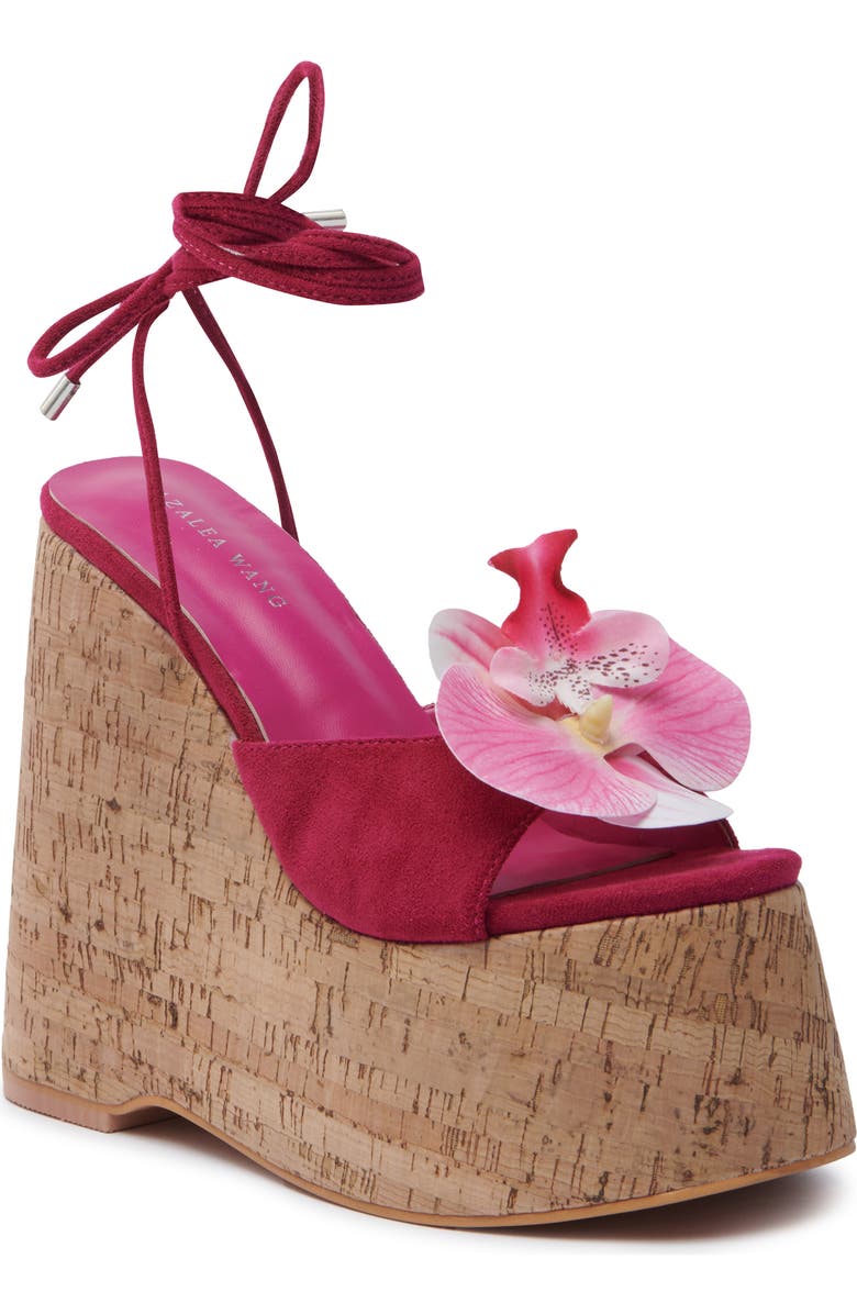AZALEA WANG Daleyza Ankle Wrap Platform Wedge Sandal, Main, color,
