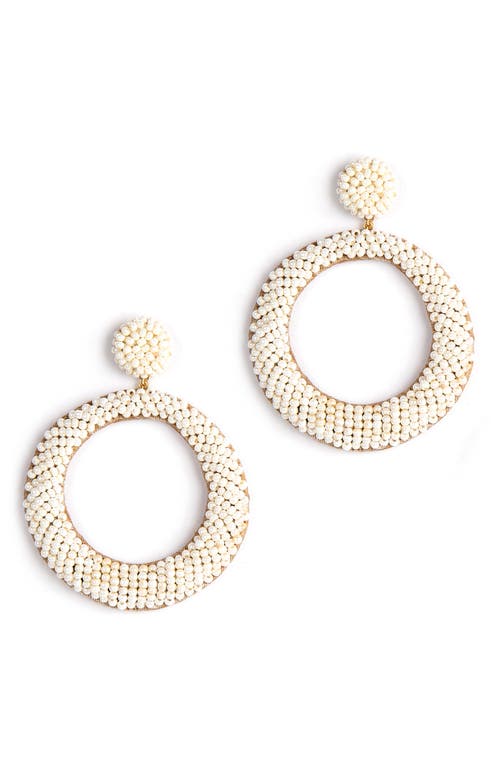 Deepa Gurnani Asta Beaded Hoop Drop Earrings in Pearl  product