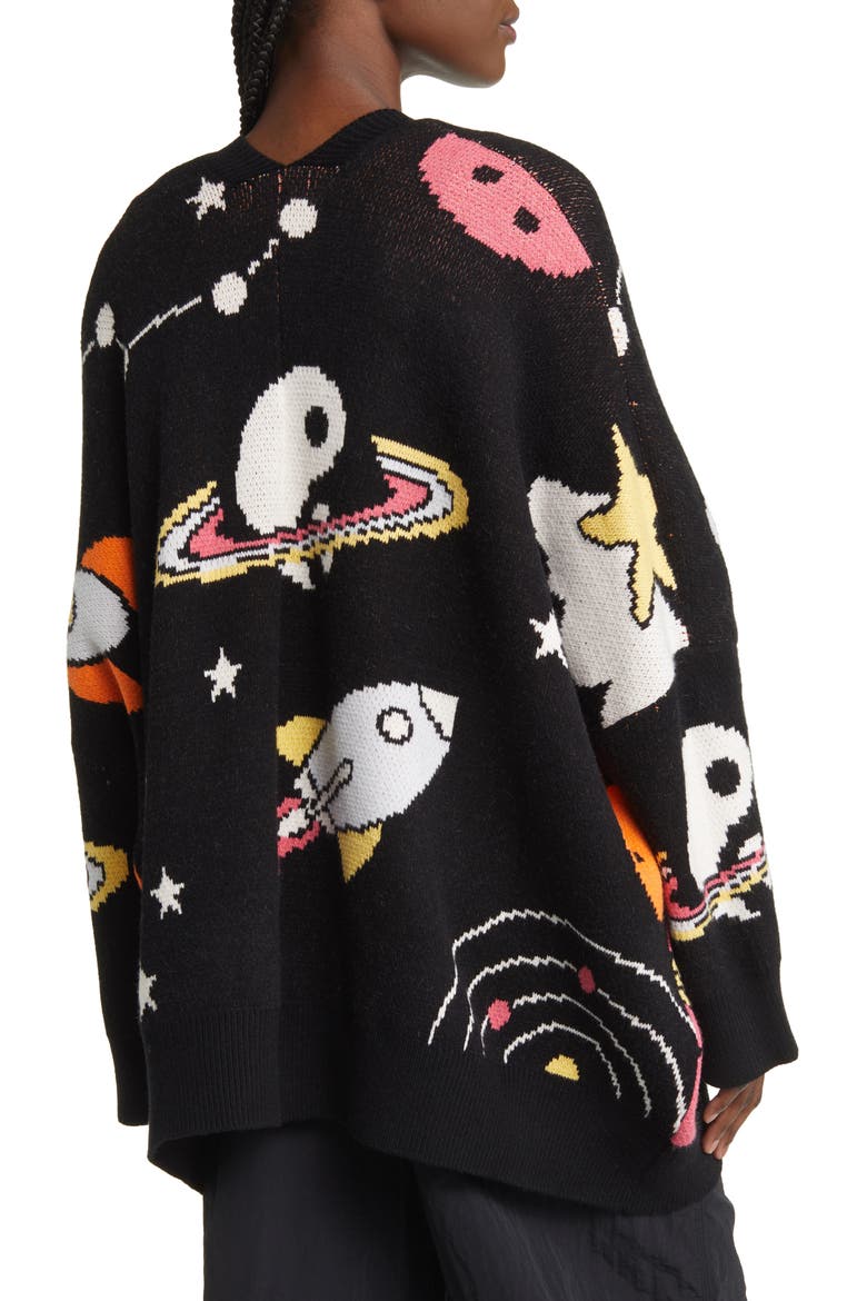 Outerspace Oversize Open Front Cardigan, Alternate, color, BLACK SPACE