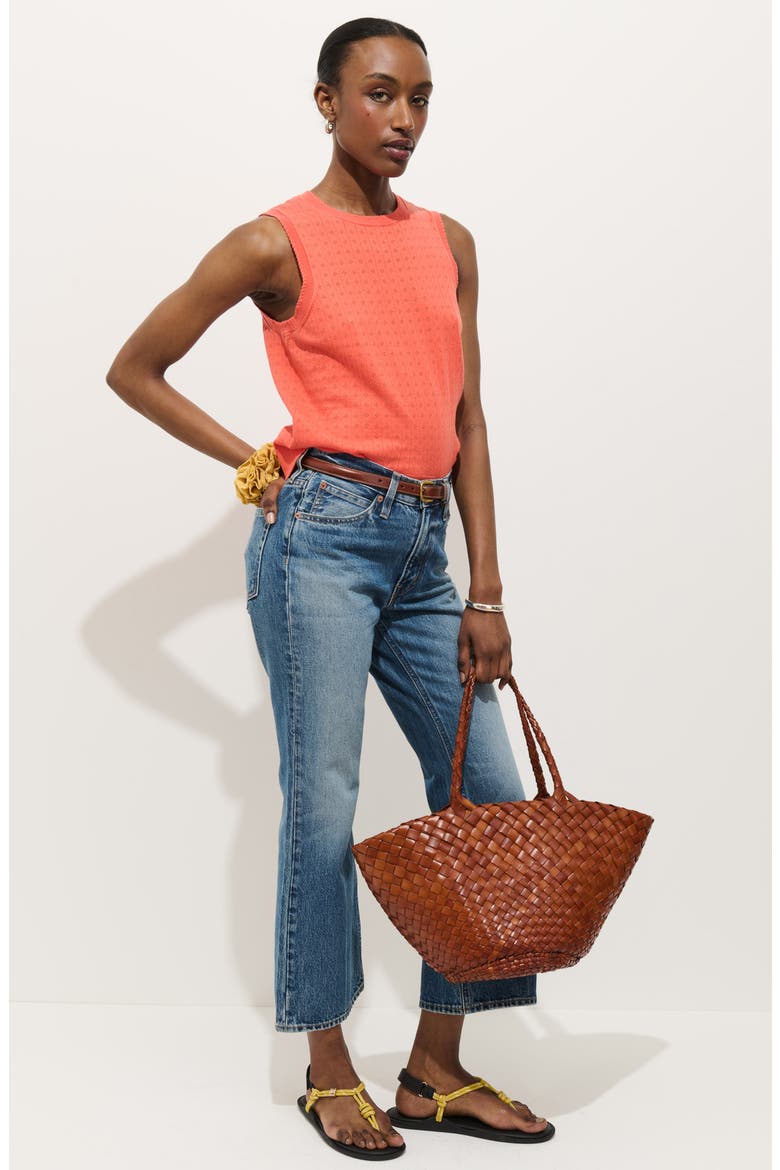 Odette Cotton & Cashmere Pointelle Sweater Tank, Alternate, color, CORAL