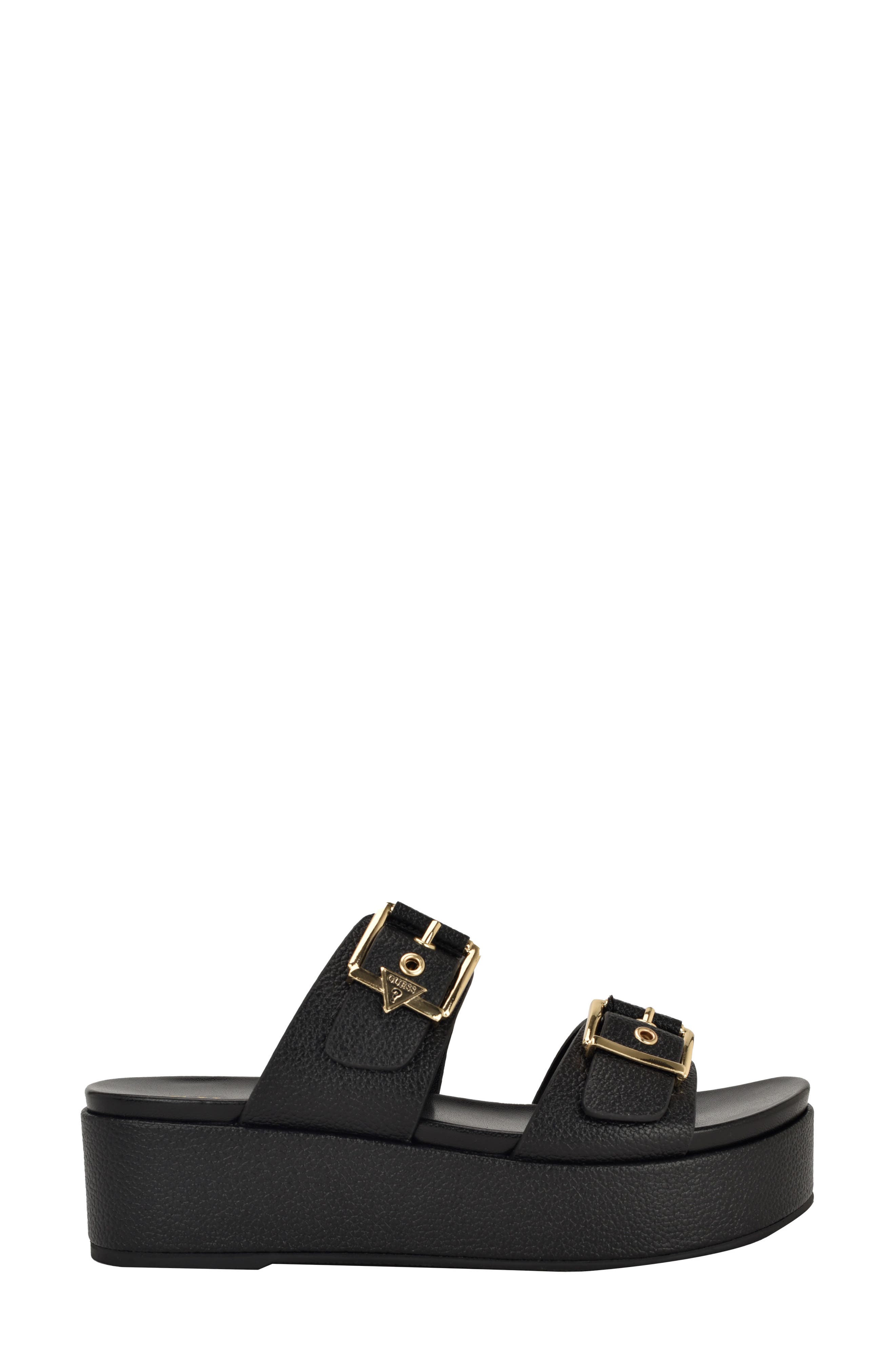 GUESS Platform Slide Sandal, Alternate, color, Black