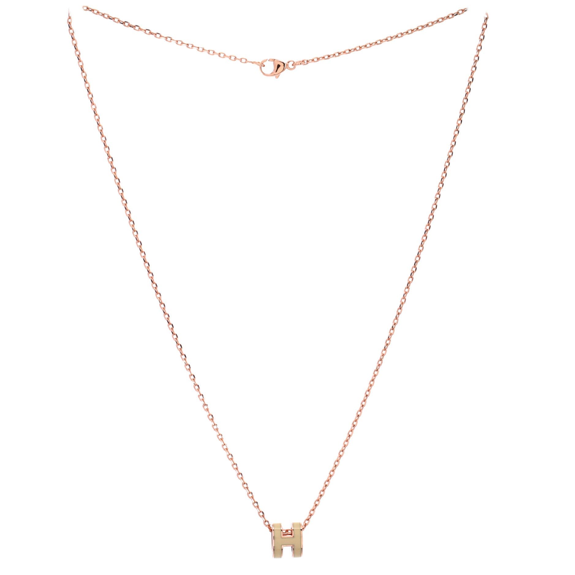 Pop H Pendant Chain Necklace Metal and Enamel Mini, Alternate, color, Neutral