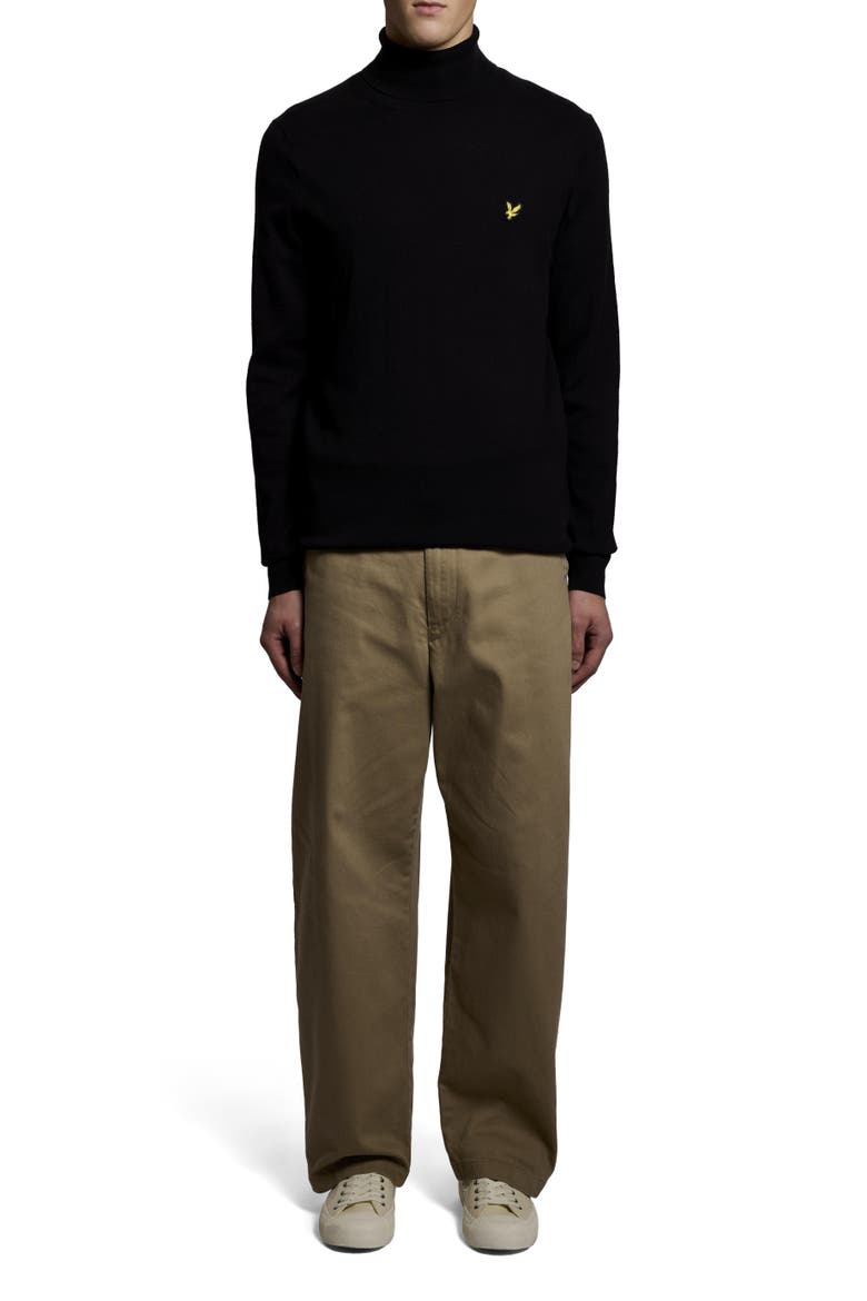 Cotton Merino Turtleneck Sweater, Alternate, color, Jet Black