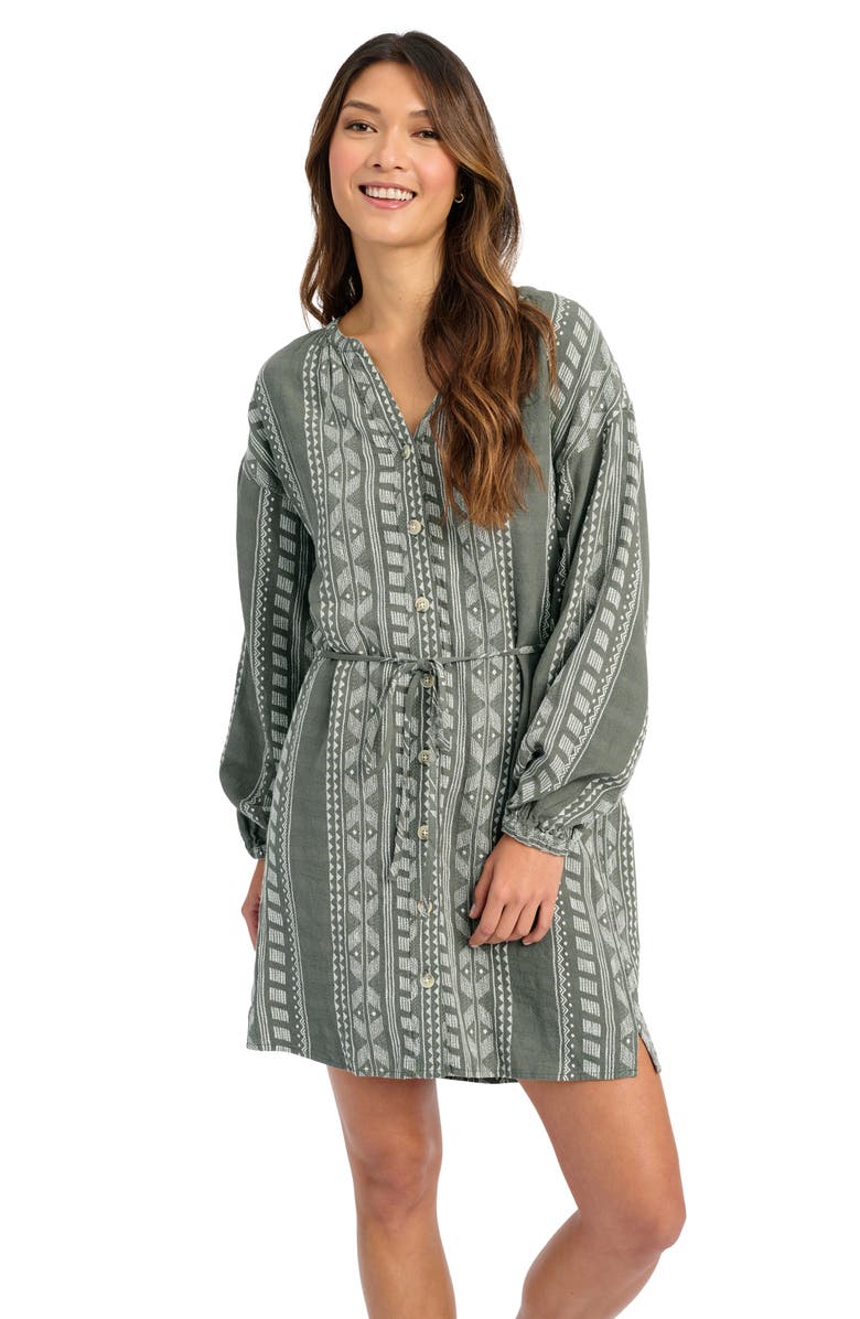 Splendid Freesia Jacquard Long Sleeve Linen Blend Minidress, Alternate, color, 