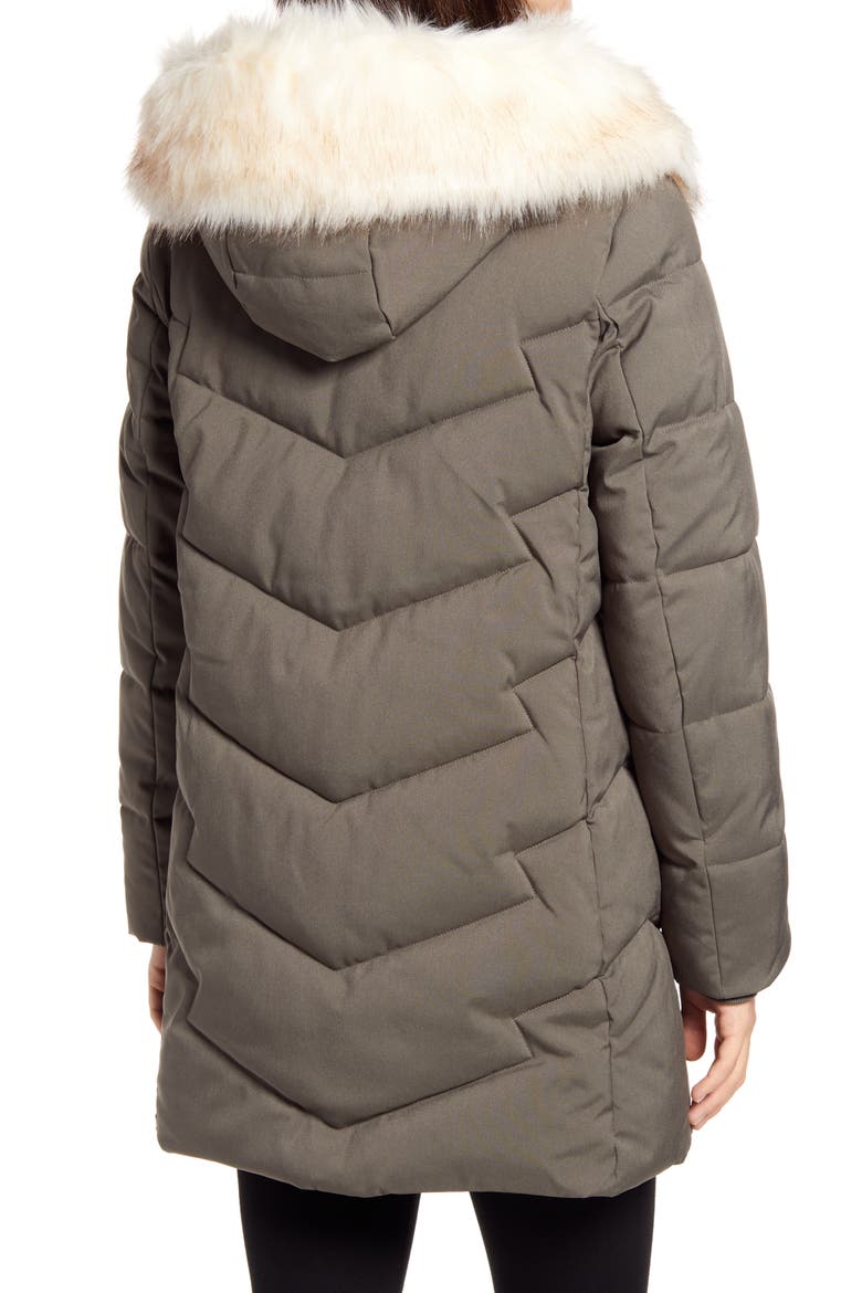 Faux Fur Trim Quilted Parka, Alternate, color, DARK MOSS