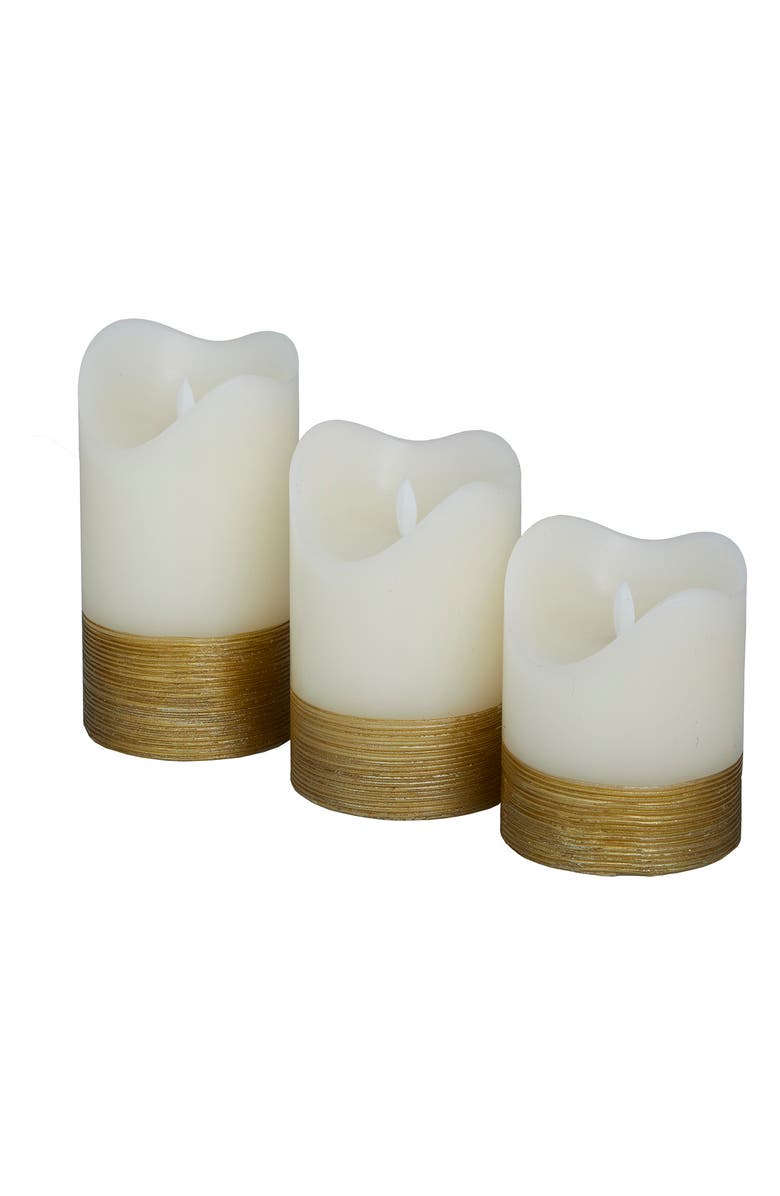 SONOMA SAGE HOME Gold Wax Gold Base Flameless Candle with Remote Control, Alternate, color, 