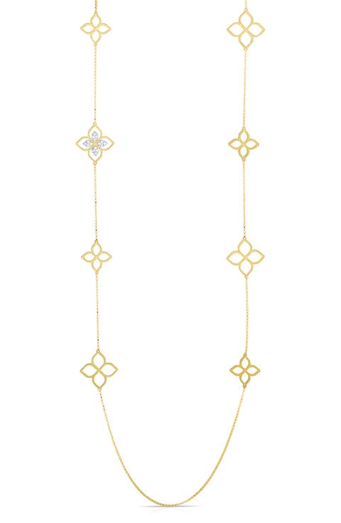 Princess Flower Diamond Accent Station Necklace