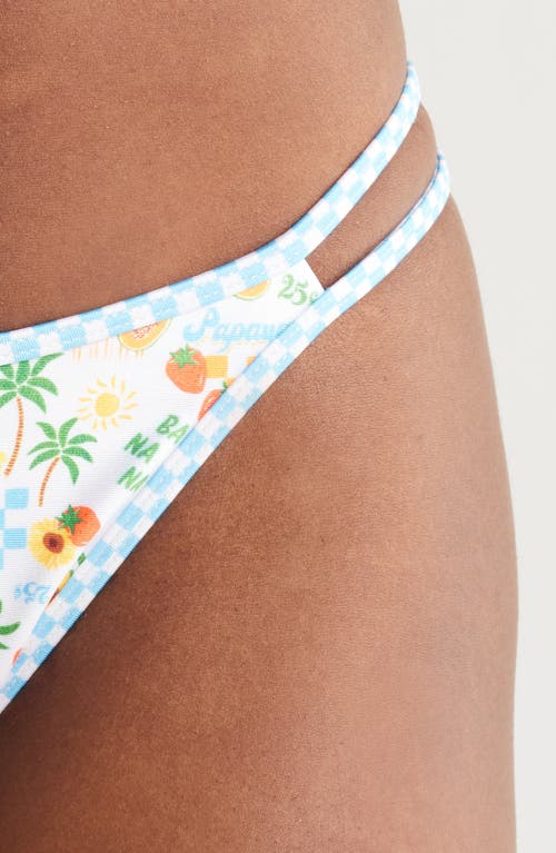 Kulani Kinis Malima White Multi Print Cheeky Bikini Bottoms In Suncatcher