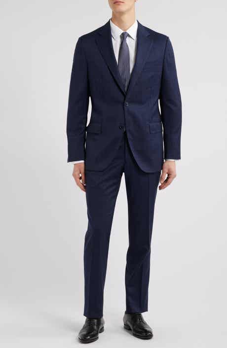 Peter Millar Hartford Classic Fit Navy Plaid Wool Suit