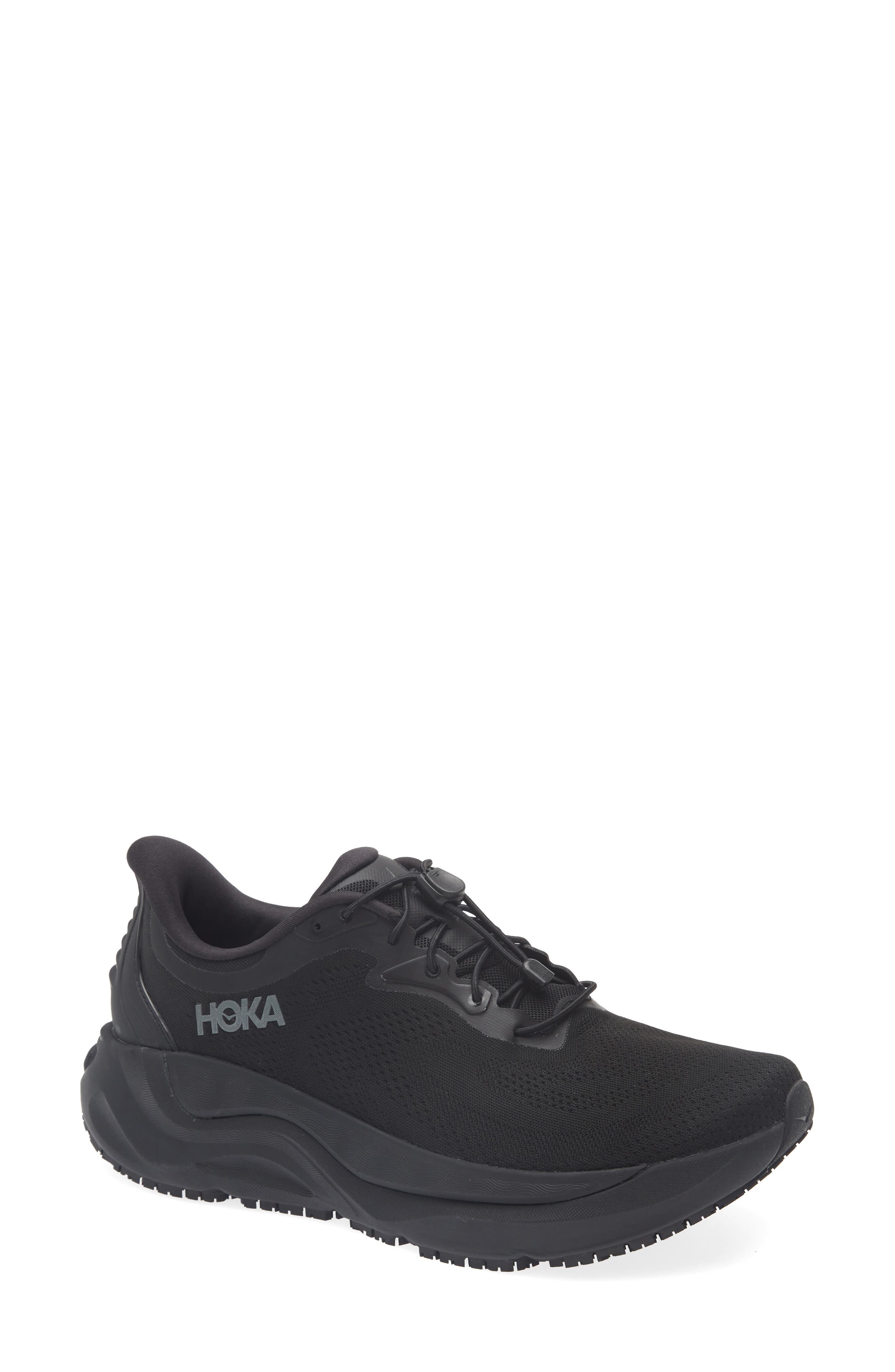 HOKA Arahi Waterproof Running Sneaker, Main, color, Black / Black