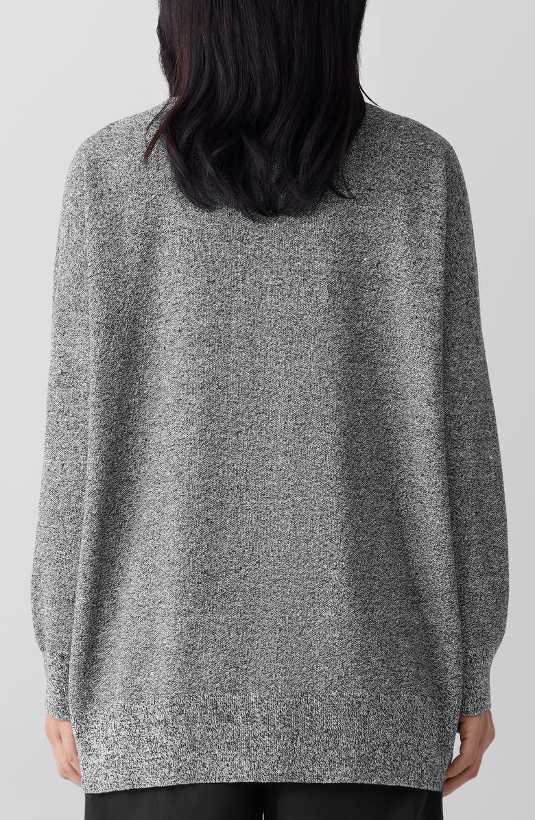 Eileen Fisher Organic Linen Blend Open Front Cardigan, Alternate, color, Black/ White