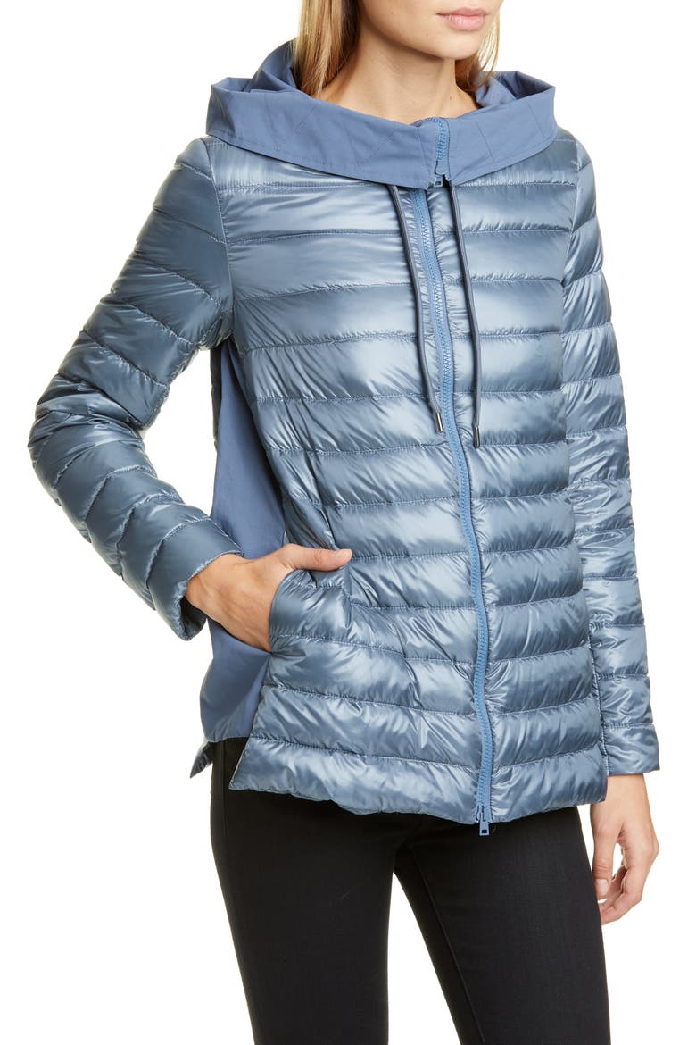 Hooded Short Down Jacket, Alternate, color, SLATE