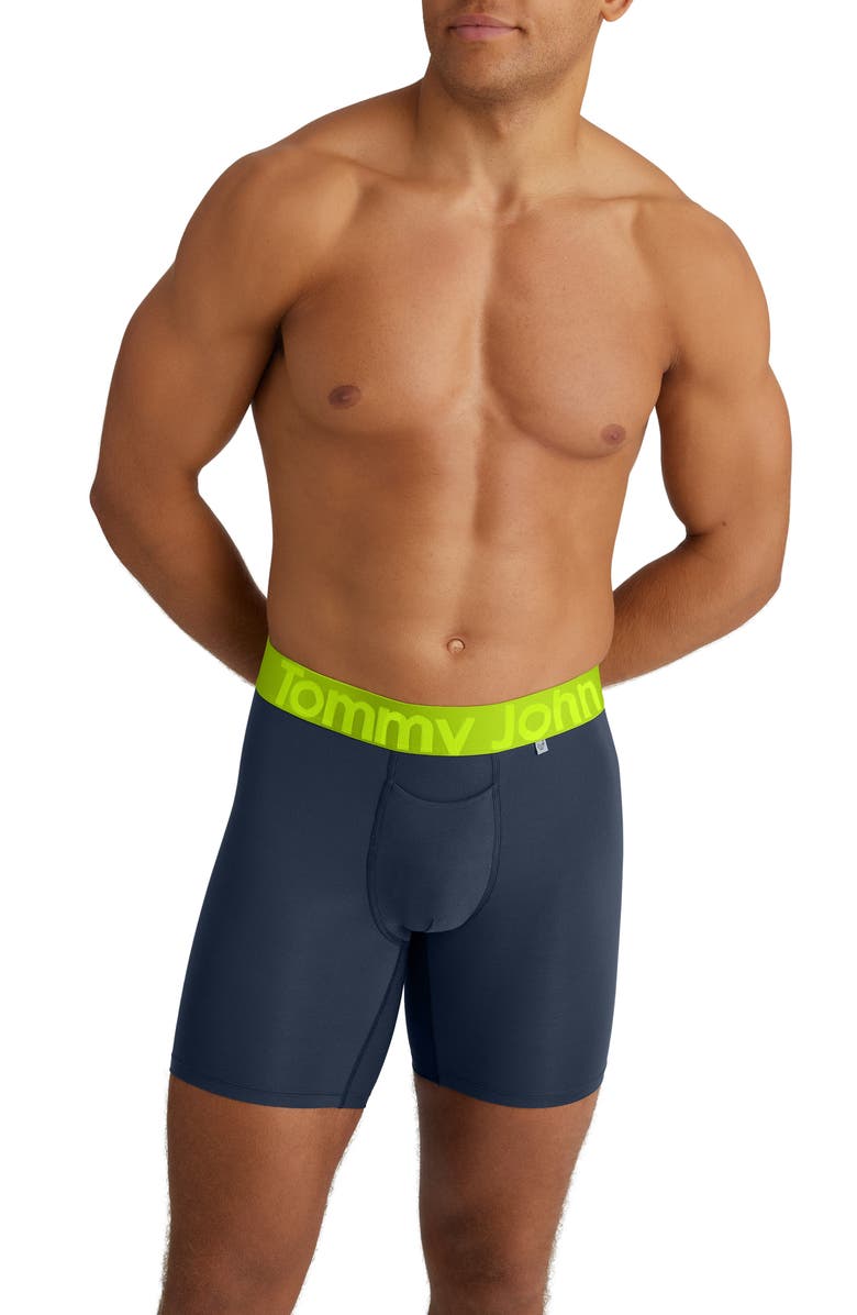 Tommy John 360 Sport 6-Inch Hammock Pouch<sup>™</sup> Boxer Briefs, Main, color, Dress Blues/Acid Lime Wb