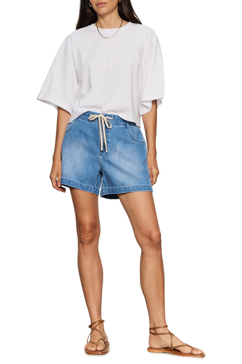 Idyll Tie Waist Denim Shorts, Alternate, color, SERENADE BLUE