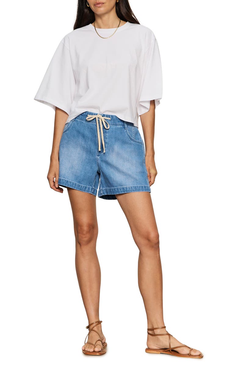 Sanctuary Idyll Tie Waist Denim Shorts, Alternate, color, Serenade Blue