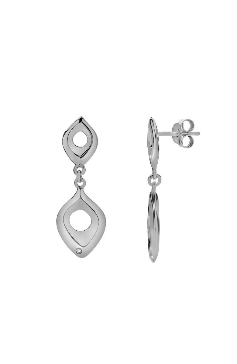 LuvMyJewelry Lunelle Sterling Silver 0.03 Ct Diamond Double Drop Earrings, Main, color, 925 Sterling Silver