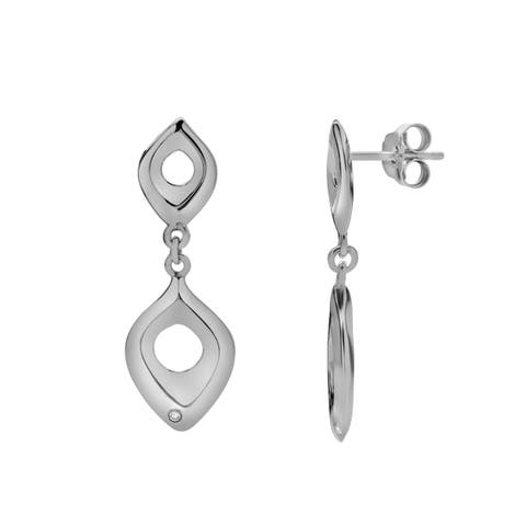 Lunelle Sterling Silver 0.03 Ct Diamond Double Drop Earrings