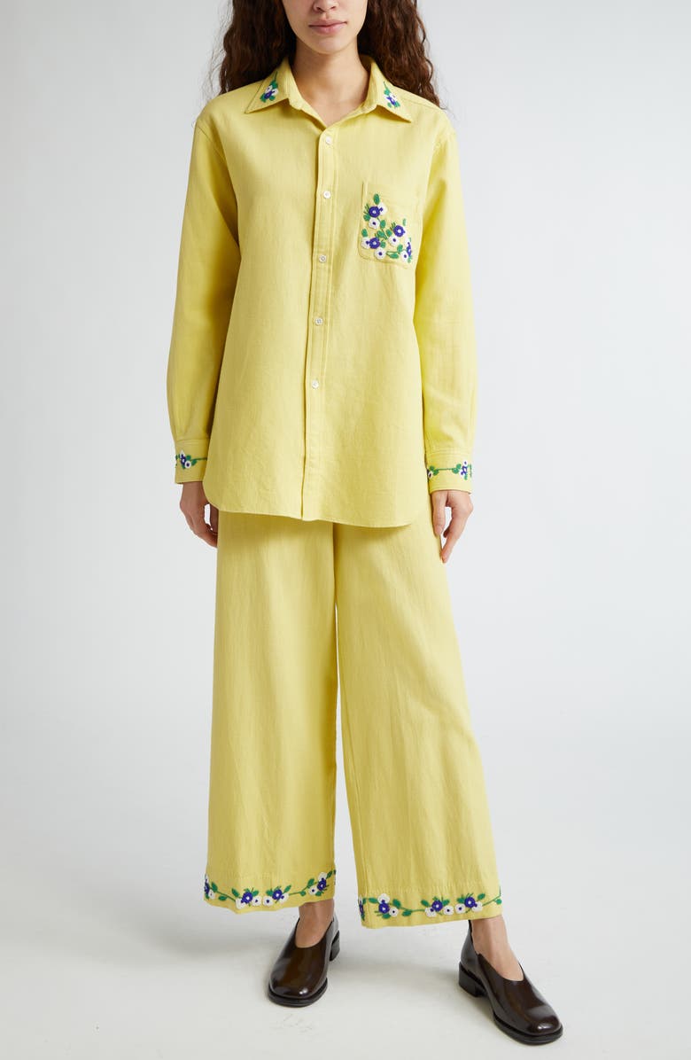 Bode Beaded Chicory Wide Leg Crop Pants, Alternate, color,