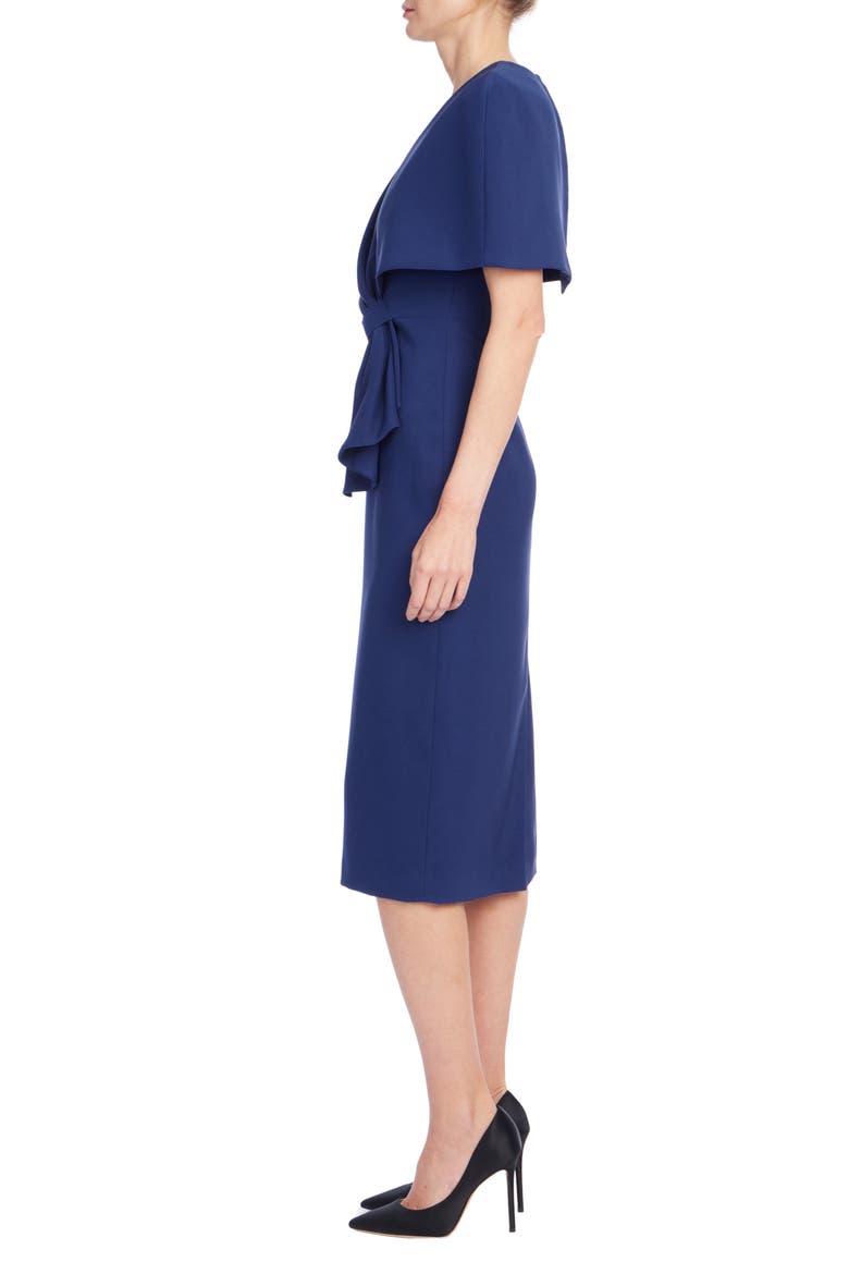 Wrap Shoulder Midi Sheath Dress, Alternate, color, ADMIRAL