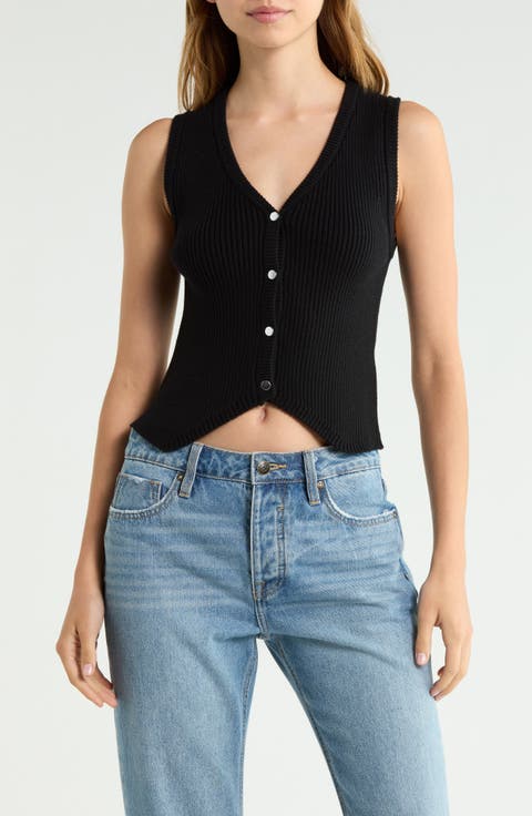 V-Neck Ribbed Sweater Vest