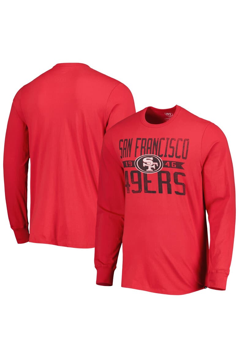 Men's '47 Scarlet San Francisco 49ers Brand Wide Out Franklin Long Sleeve T-Shirt, Main, color, Scarlet