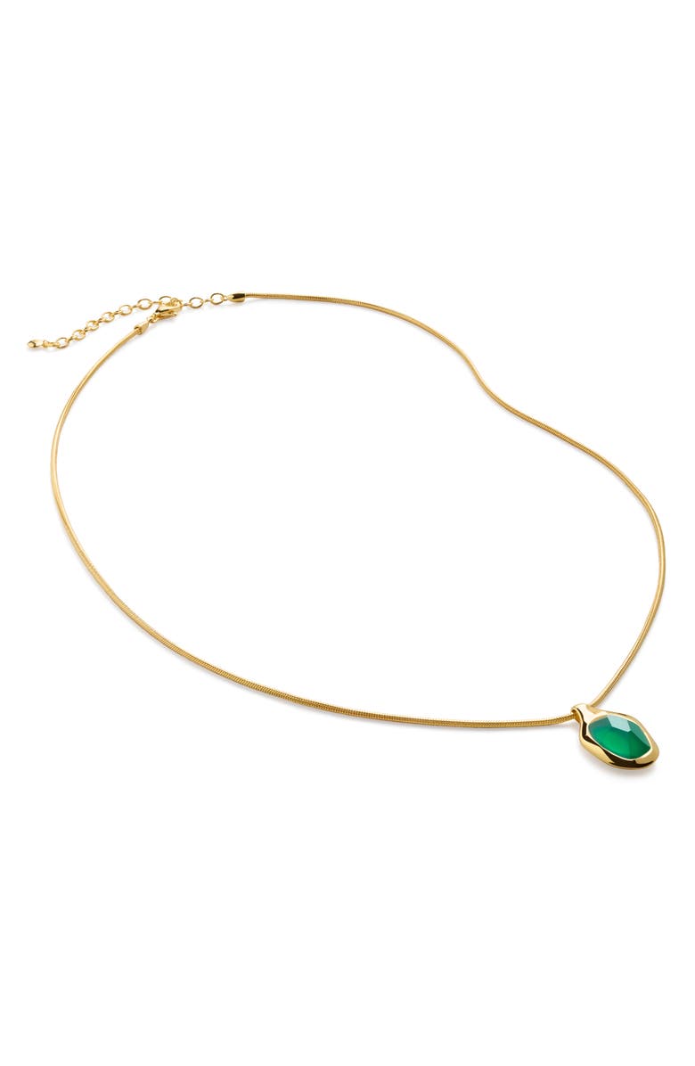 Monica Vinader Odyssey Green Onyx Pendant Necklace, Main, color, 18K Gold Vermeil / Green Onyx