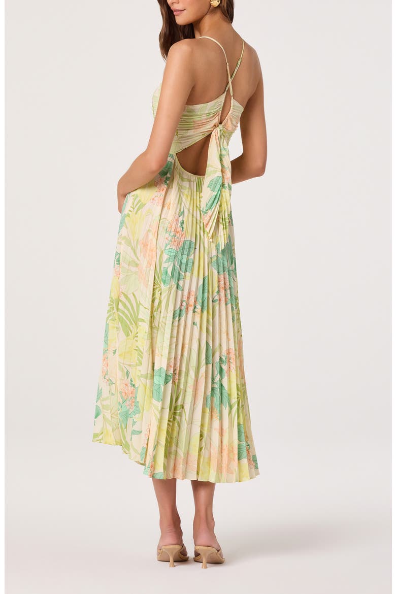 Blythe Pleated Maxi Dress, Alternate, color, GREEN PEACH TROPICAL