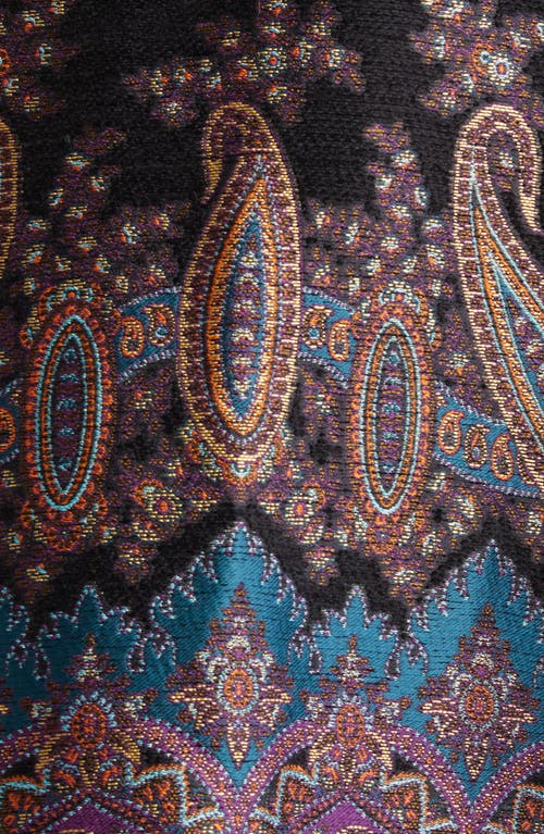 Etro Metallic Paisley Jacquard Cape In Black