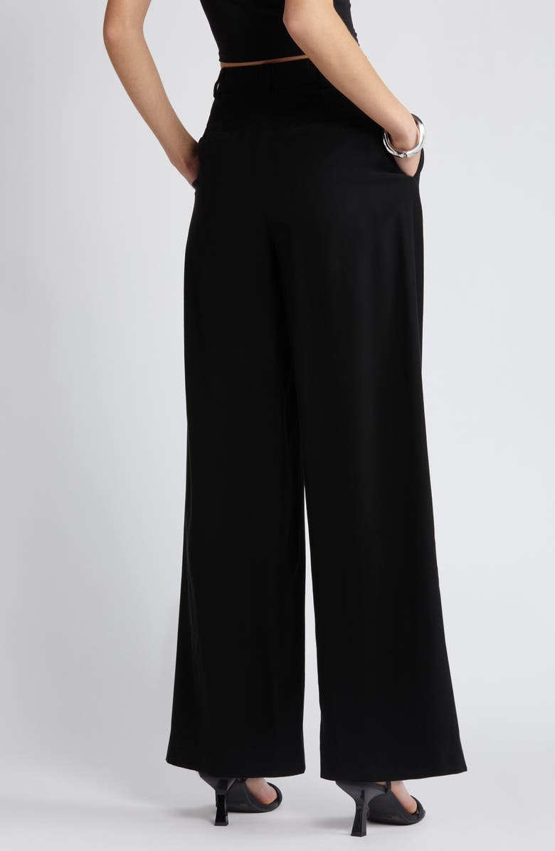 Open Edit High Waist Wide Leg Trousers, Alternate, color, Black