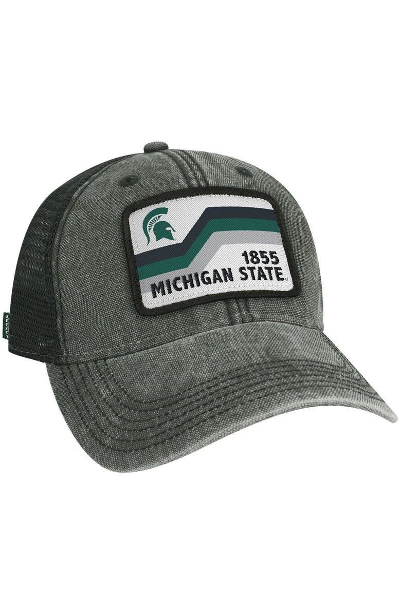 LEGACY ATHLETIC Men's Black Michigan State Spartans Sun & Bars Dashboard Trucker Snapback Hat, Alternate, color, Black
