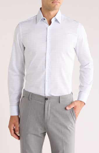 Duchamp Tailored Fit Check Stretch Cotton Dress Shirt