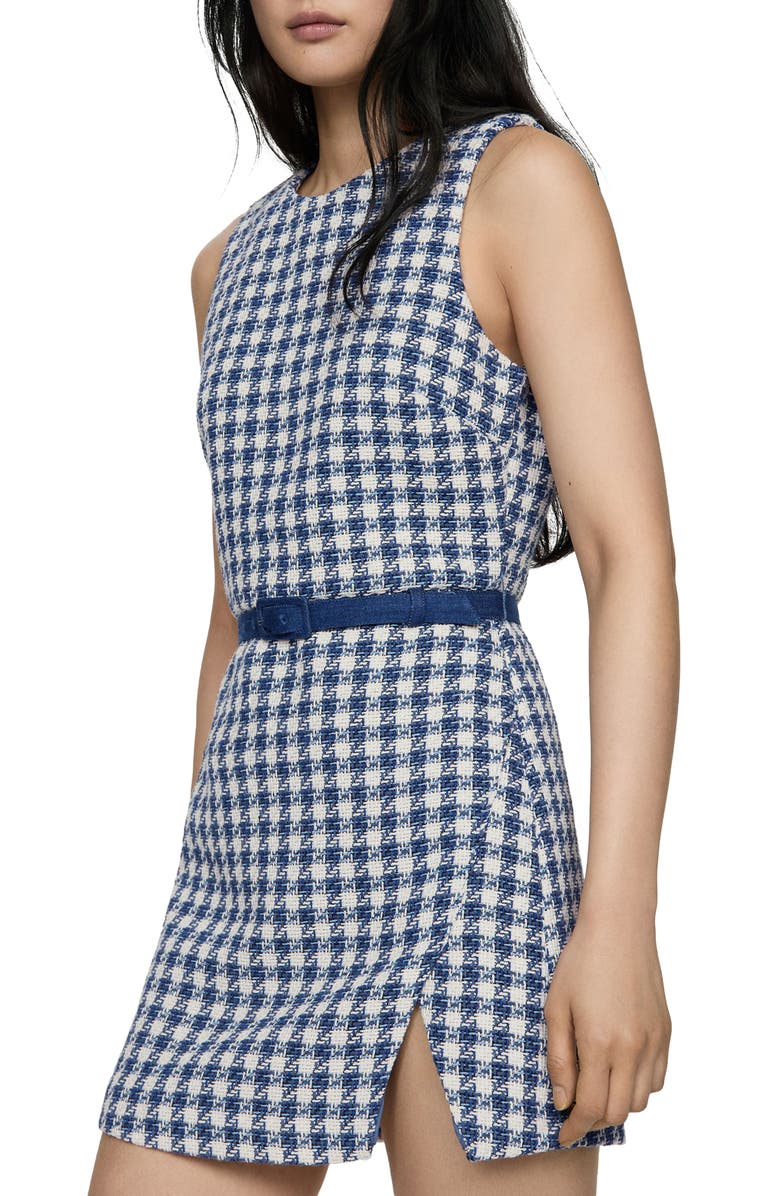 MANGO Houndstooth Belted Minidress, Alternate, color, 