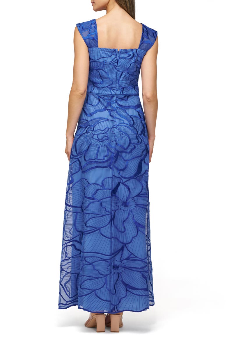 Odessa Floral Embroidery Gown, Alternate, color, SAPPHIRE