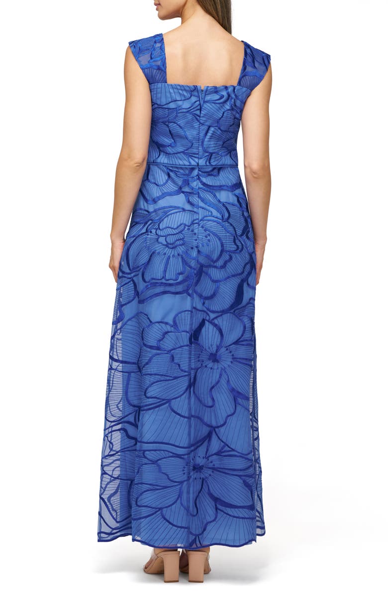 JS Collections Odessa Floral Embroidery Gown, Alternate, color, Sapphire