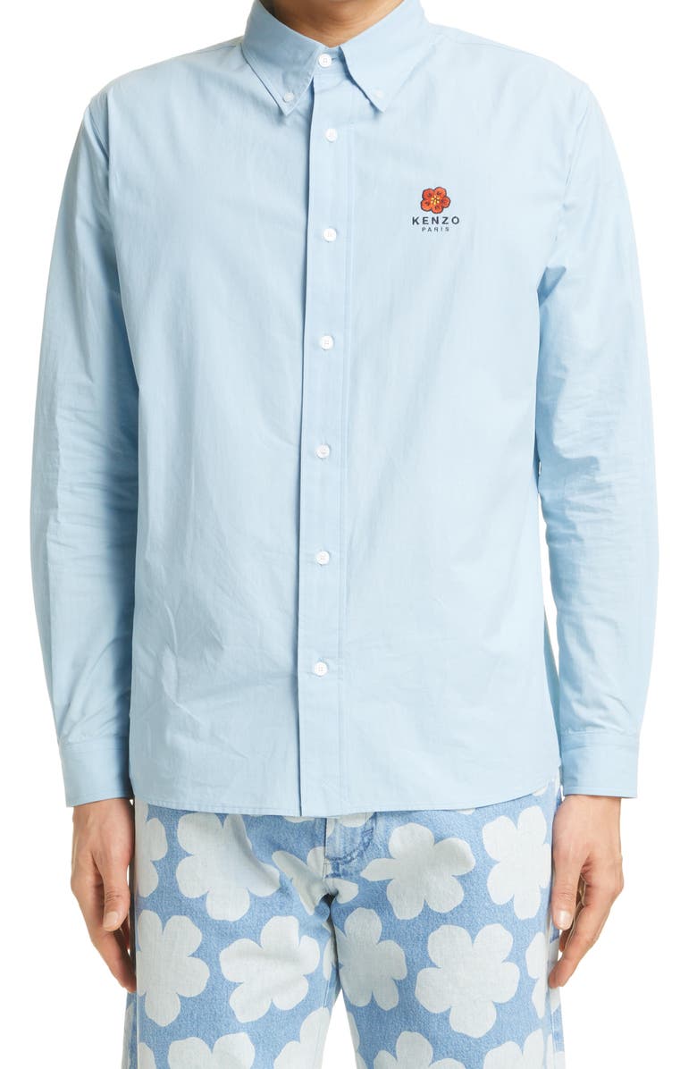 KENZO Men's Floral Crest Button-Down Shirt, Main, color, 