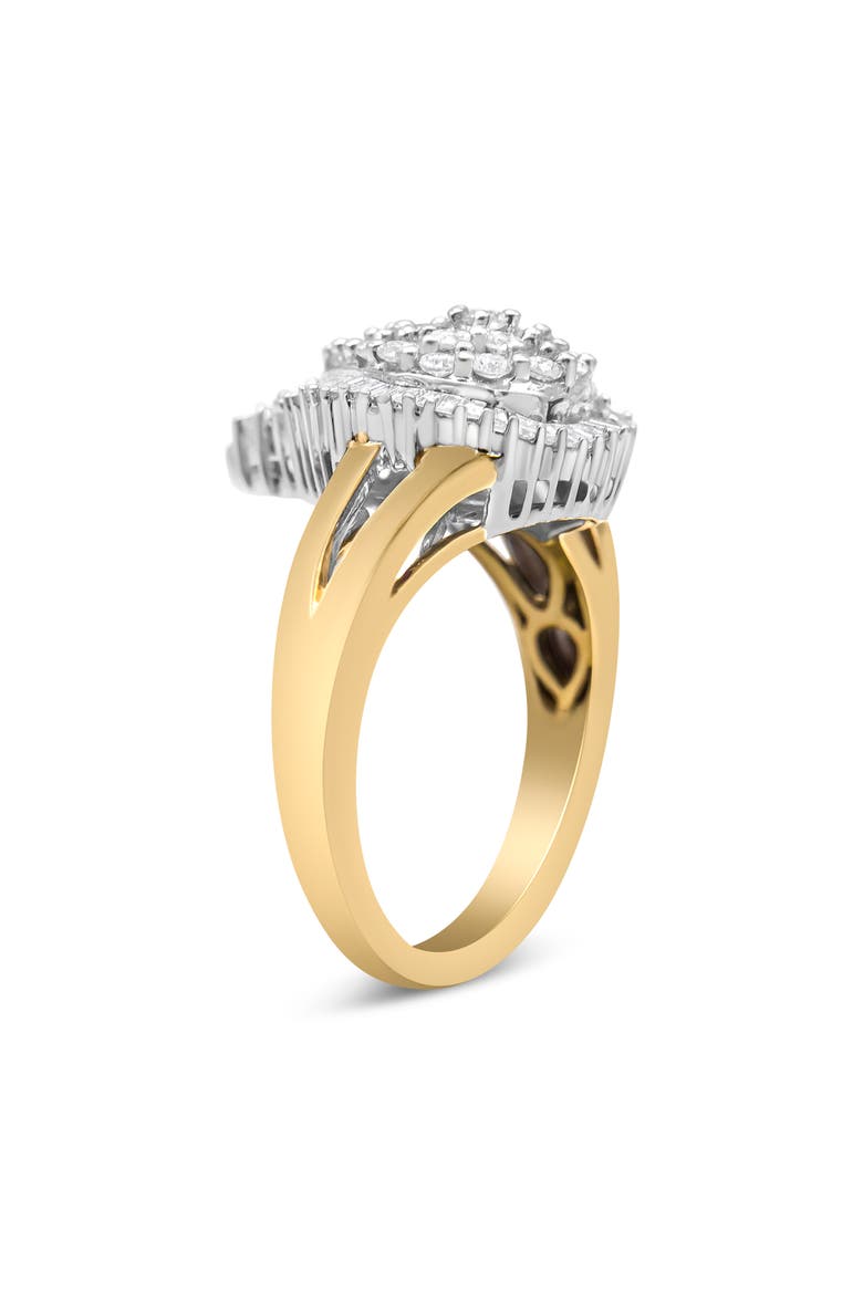 14K Yellow and White Gold 1 Cttw Diamond Ballerina Cocktail Ring, Alternate, color, Yellow