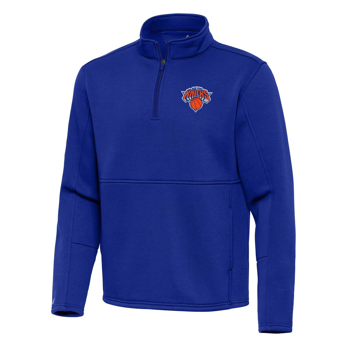 Men's Antigua Blue New York Knicks Twist Quarter-Zip Pullover Top