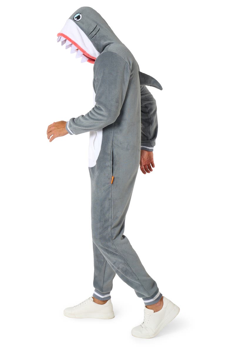 OppoSuits Shark Hooded Fleece Costume Jumpsuit, Alternate, color, Grey