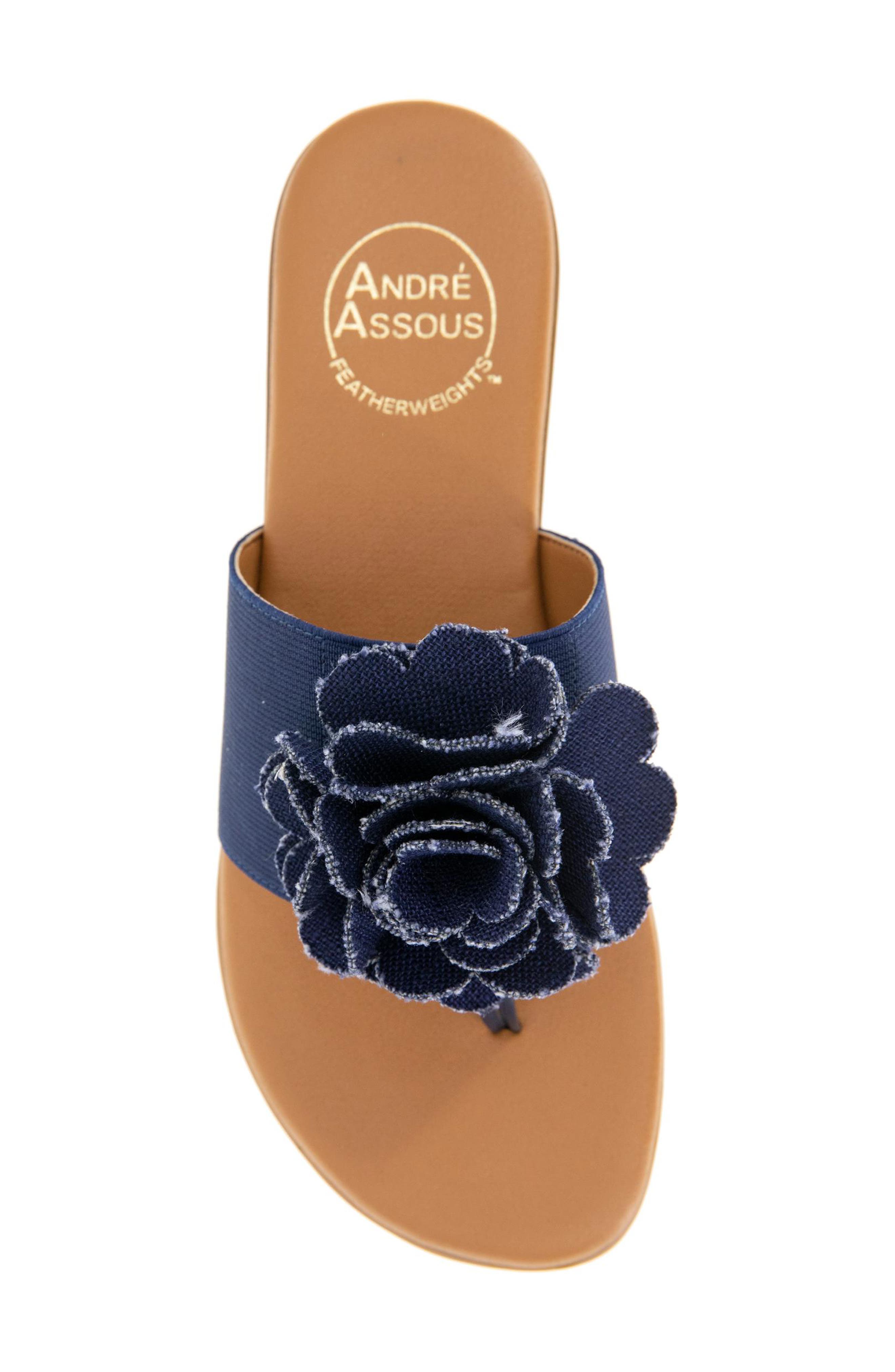 André Assous Nate Flower Sandal, Alternate, color, Navy