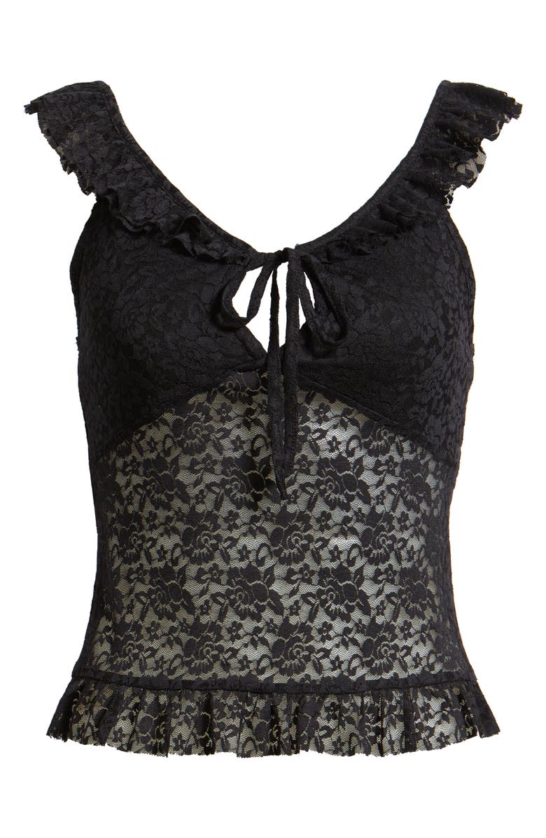 BP. Pretty Lace Ruffle Tank, Alternate, color, Black