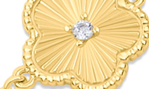 Cz By Kenneth Jay Lane Pavé Cubic Zirconia Clover Station Bracelet In Gold
