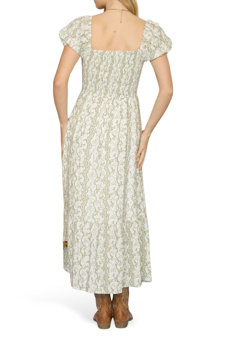 Printed Smock Midi Dress, Alternate, color, OLIVE