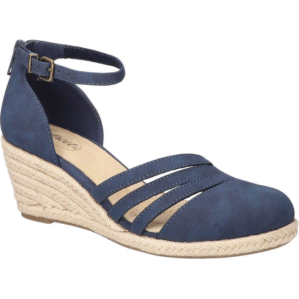 EASY STREET EASY STREET DAYTONA ANKLE STRAP ESPADRILLE PLATFORM WEDGE