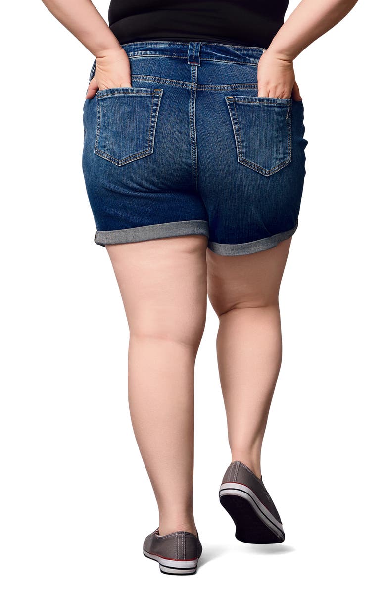 SLINK Jeans Cuffed Denim Shorts, Alternate, color, Ruby