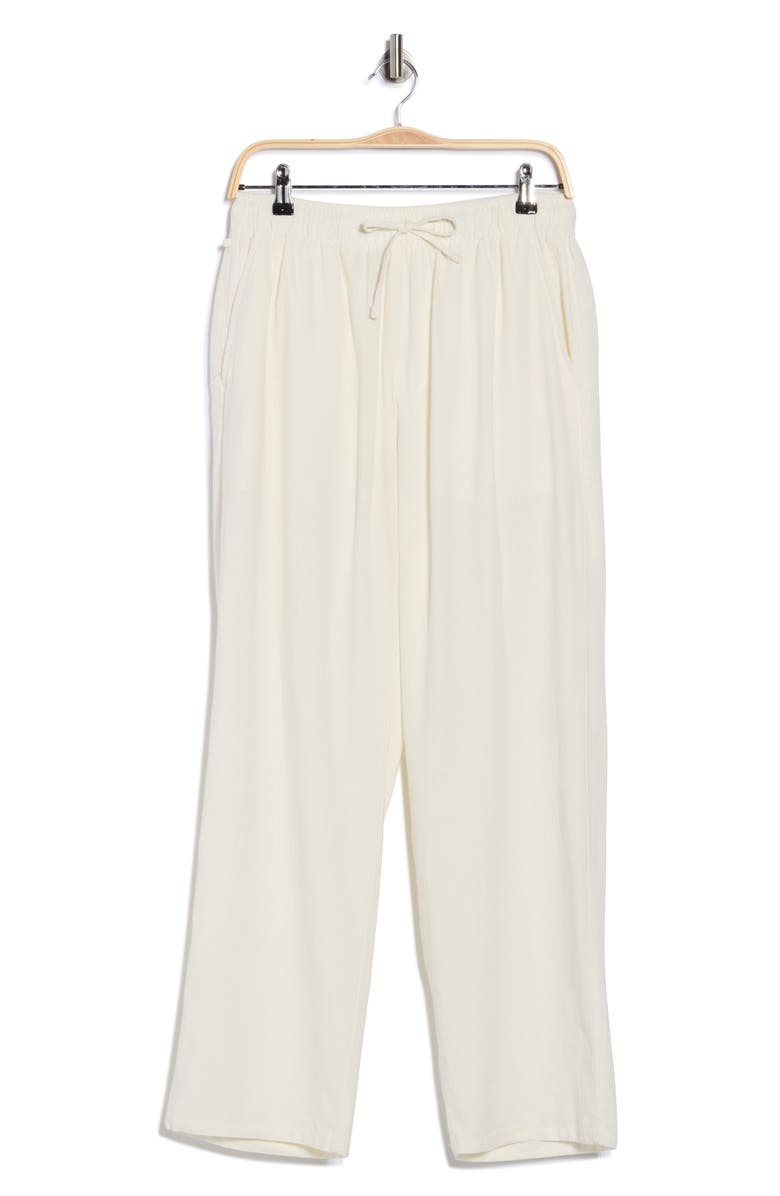 DENIM AND FLOWER Wide Leg Linen Pants, Main, color, Off White