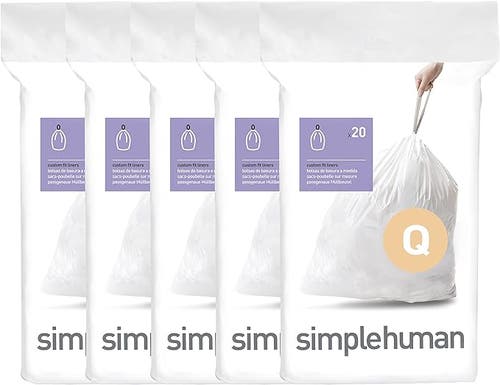 Simplehuman Code Q Custom Fit Liners With Quick Dispense Packs In White