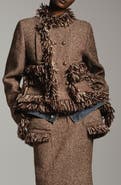 Sacai Nep Tweed & Denim Fringe Jacket